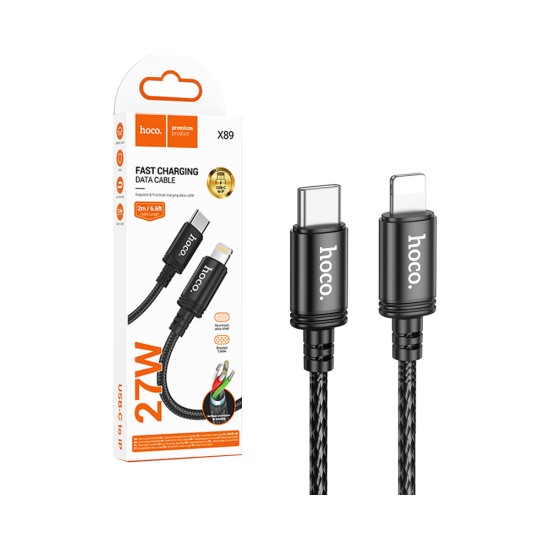 Cable Hoco X89 Wind Tipo-C a Lightning PD27W 2m Negro